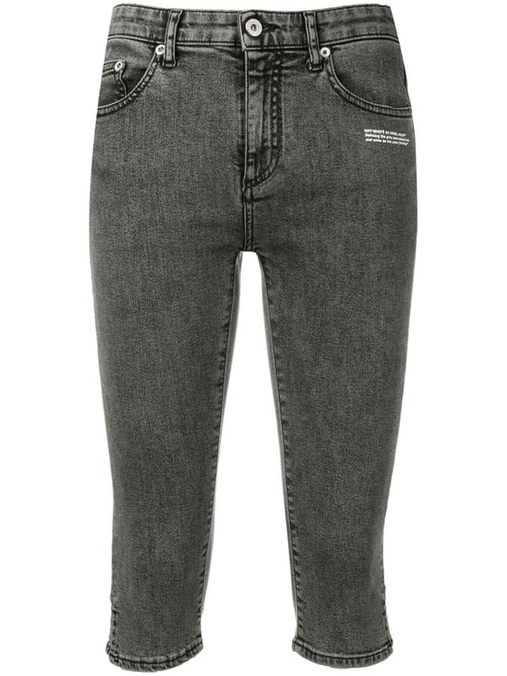 Off-white Cropped Skinny Jeans - Grey