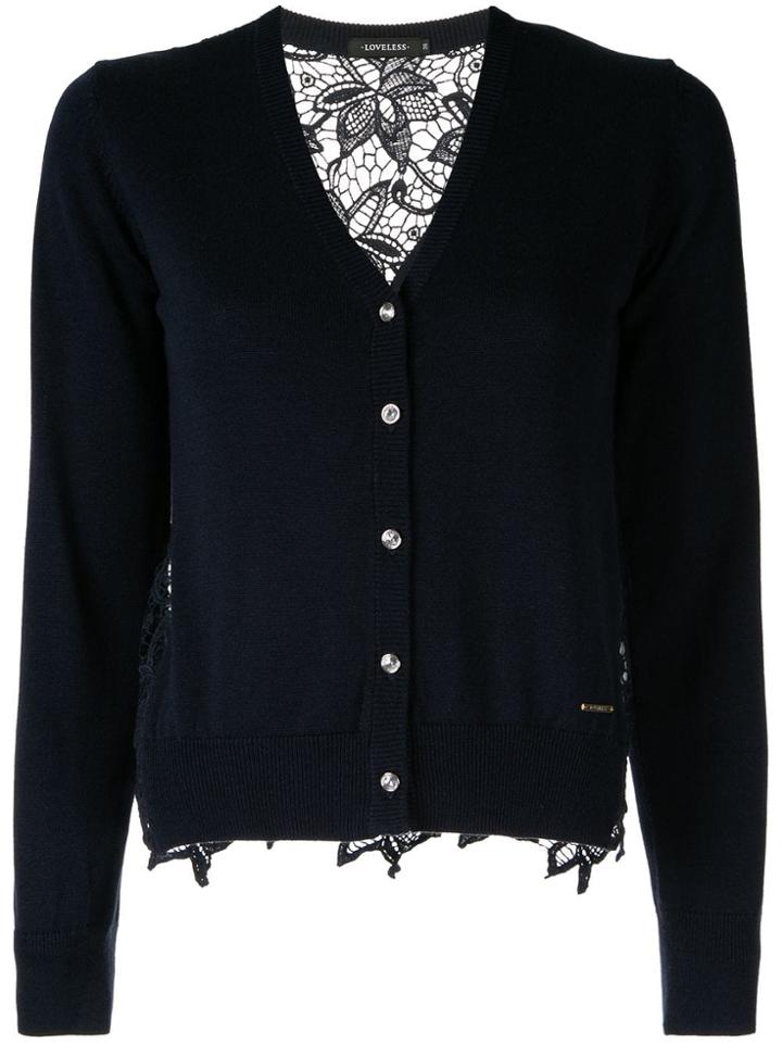 Loveless Lace-detail Cardigan - Blue
