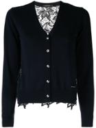 Loveless Lace-detail Cardigan - Blue