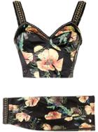 Philipp Plein Floral Bodice And Skirt Suit - Black