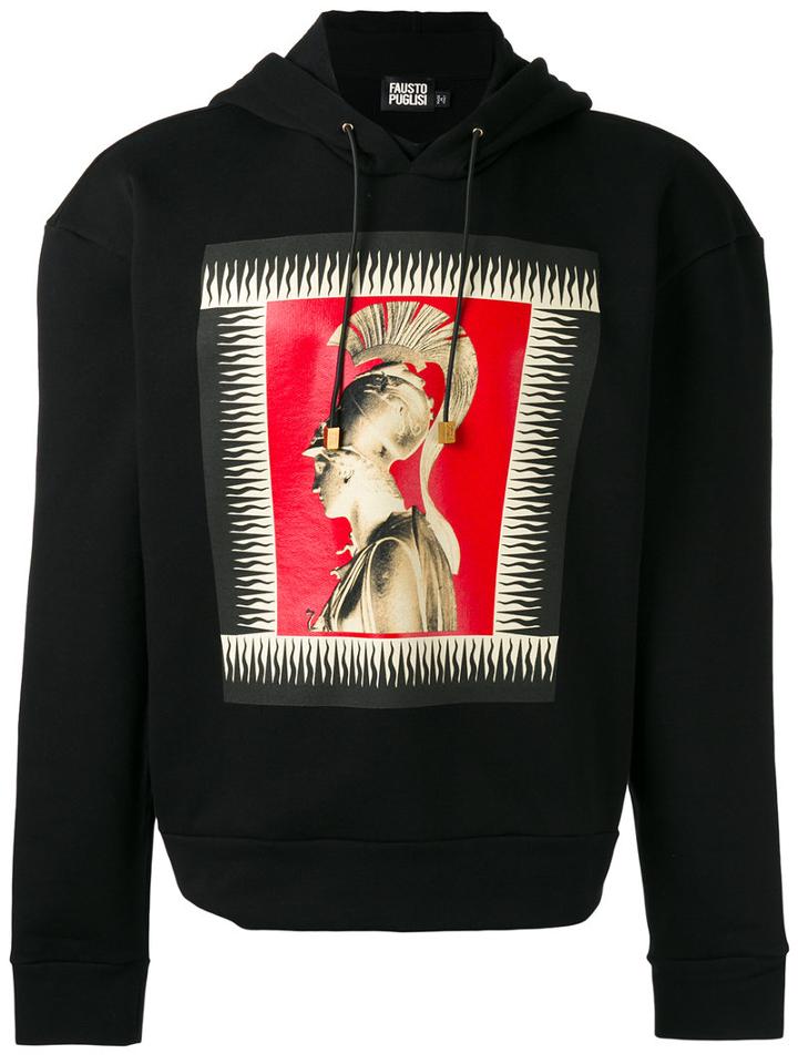 Fausto Puglisi Warrior Print Hoodie, Men's, Size: 50, Black, Cotton