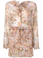 For Love And Lemons Floral Print Mini Dress - Nude & Neutrals