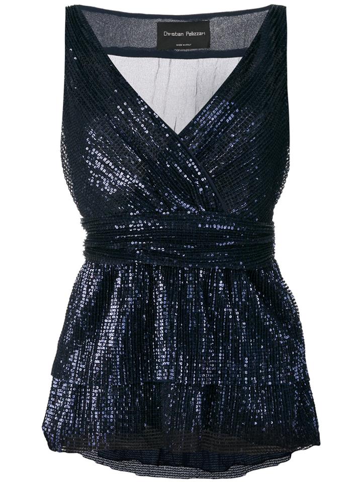 Christian Pellizzari V-neck Sleeveless Top - Blue