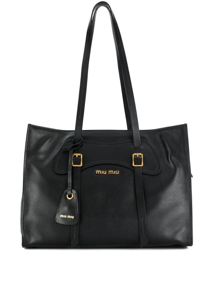 Miu Miu Buckled Tote Bag - Black