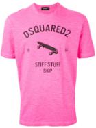 Dsquared2 Logo T-shirt, Men's, Size: Xl, Pink/purple, Cotton/linen/flax