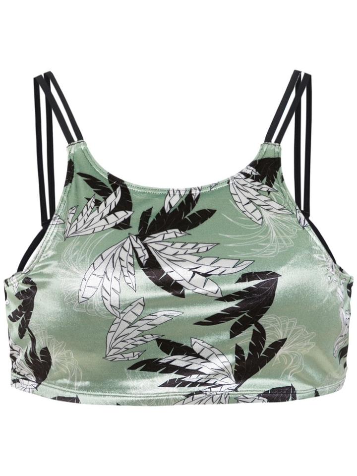 Track & Field Velvet Cropped Top - Green