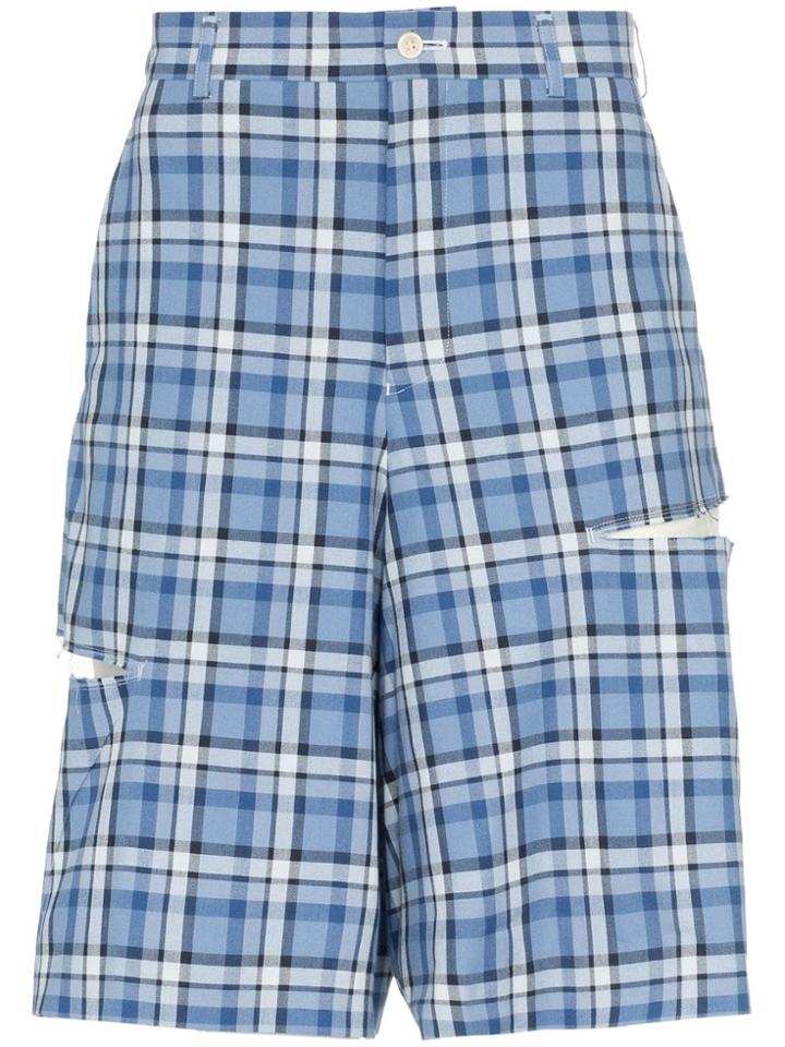 Comme Des Garçons Homme Plus Checked Sliced Shorts - Blue