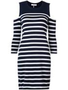 Trina Turk - Cold Shoulder Stripe Dress - Women - Cotton - S, Blue, Cotton