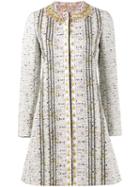 Giambattista Valli Embroidered Tweed Coat, Women's, Size: 40, Silk/polyester/cotton/viscose