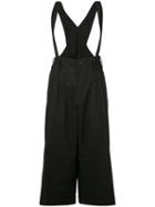 Yohji Yamamoto - Cropped Jumpsuit - Women - Linen/flax/cotton - 2, Black, Linen/flax/cotton