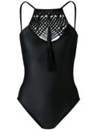 Woven Insert Swimsuit - Women - Polyamide/spandex/elastane - L, Black, Polyamide/spandex/elastane, Lenny Niemeyer