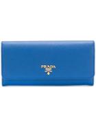 Prada Saffiano Foldover Wallet - Blue