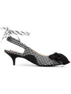 No21 Satin Ribbon Slingback Gingham Pumps - Black