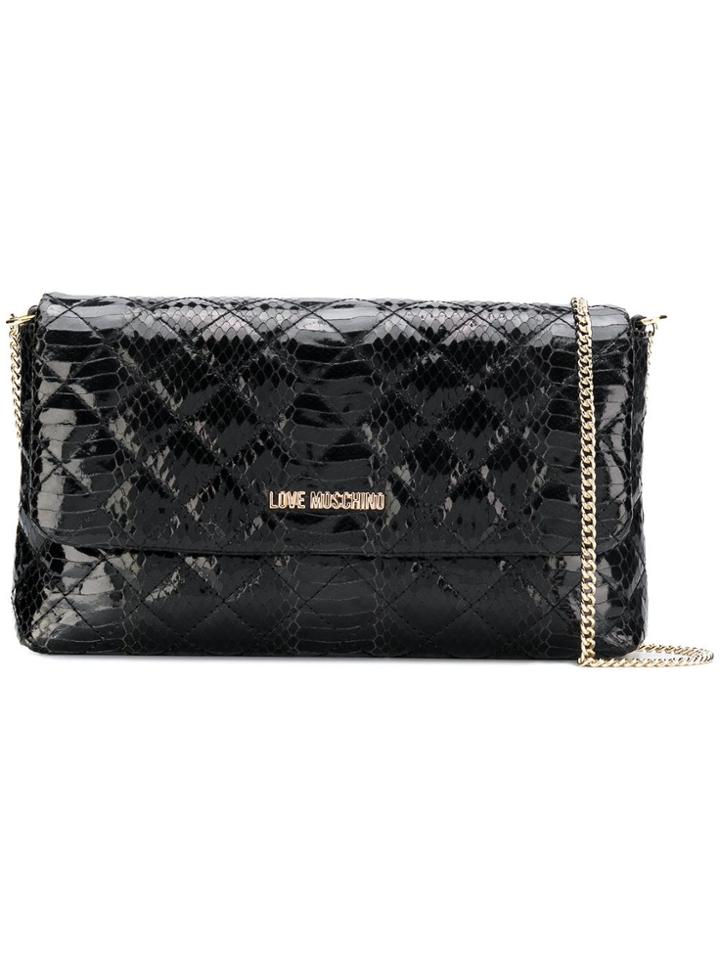Love Moschino Snake Embossed Quilted Crossbody - Black