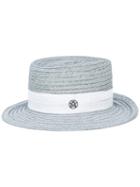 Maison Michel Ed Straw Hat, Women's, Size: Small, Grey, Cotton