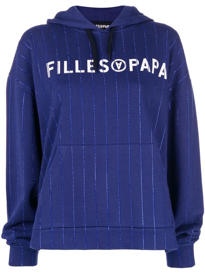 Filles A Papa Logo Print Hoodie - Blue