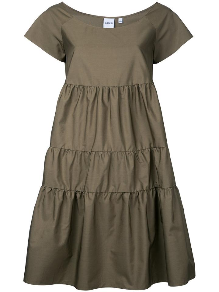 Aspesi - Flared Dress - Women - Cotton - 42, Green, Cotton