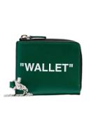 Off-white Quote Zipped Wallet - Green