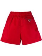 Prada Logo Elasticated Shorts - Red