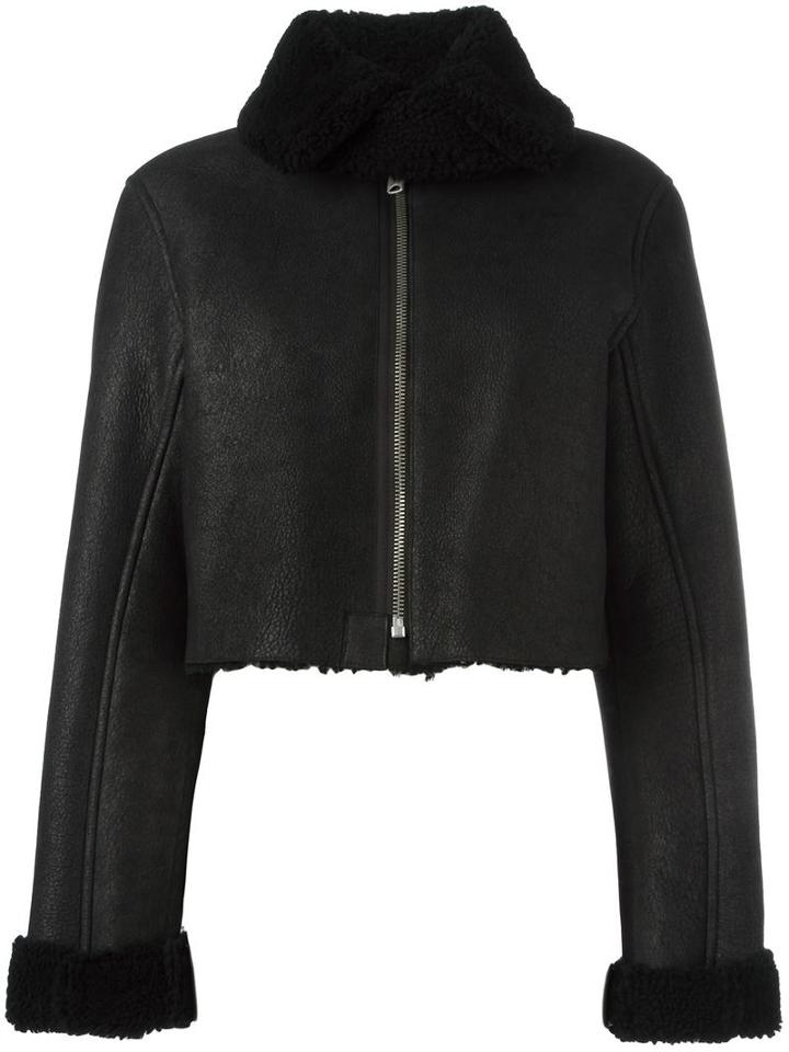Yeezy Season 3 Cropped Shearling Flight Coat, Women's, Size: Small, Black, Lamb Skin/lamb Fur
