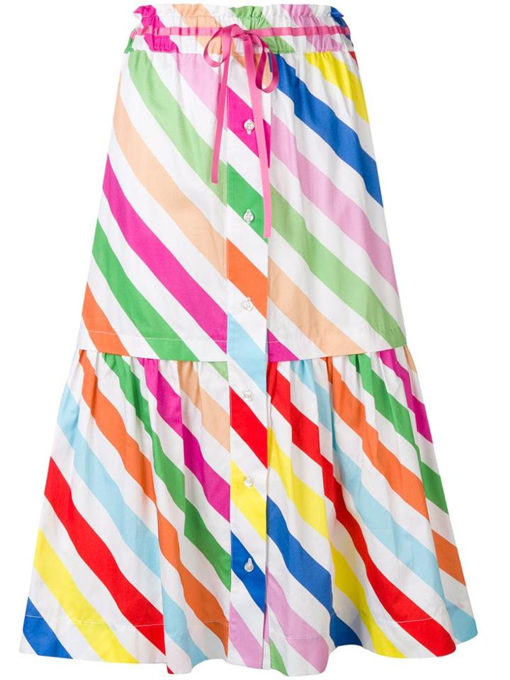 Mira Mikati Rainbow Diagonal Stripes Skirt - White