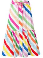 Mira Mikati Rainbow Diagonal Stripes Skirt - White