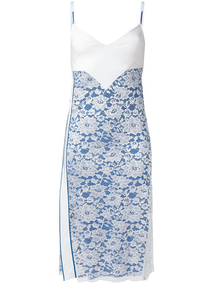 Paco Rabanne - Lace Panel Slip Dress - Women - Nylon/polyester/viscose - 40, Blue, Nylon/polyester/viscose