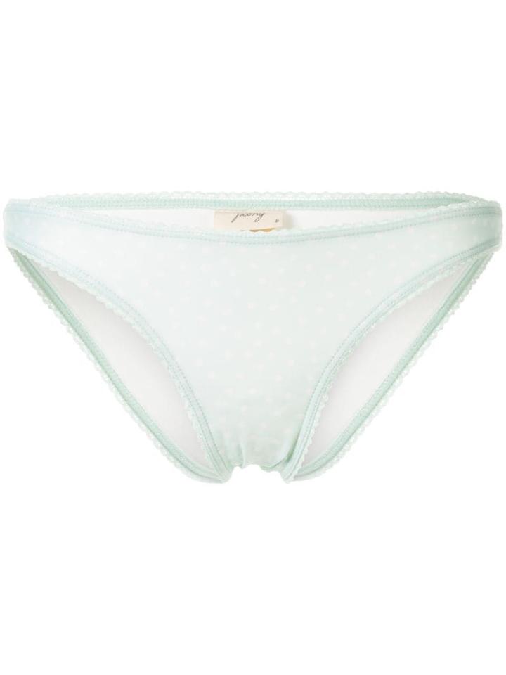 Peony Polka Dot Bikini Bottoms - Green