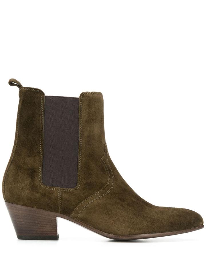 Closed Pointed Toe Ankle Boots - Green