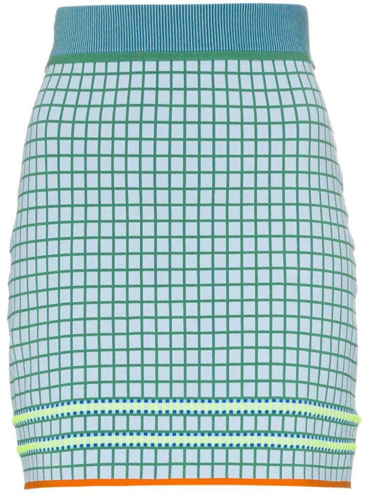 I-am-chen High-waisted Checked Skirt - Blue