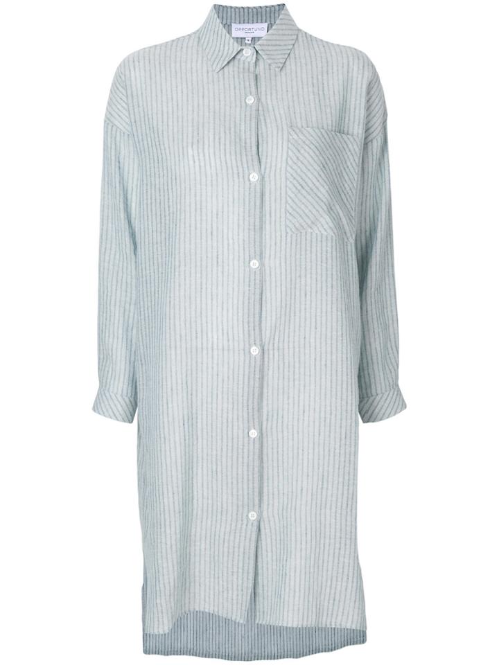 Opportuno Striped Shirt Dress - Blue