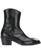 Coliac Crystal Embellished Cowboy Boots - Black