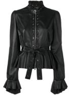 Just Cavalli Peplum Leather Jacket - Black