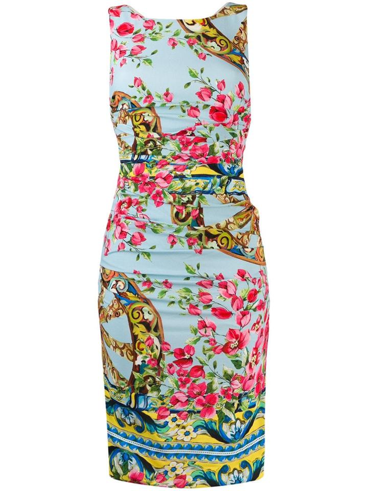 Dolce & Gabbana Vintage 2000's Floral Print Dress - Blue