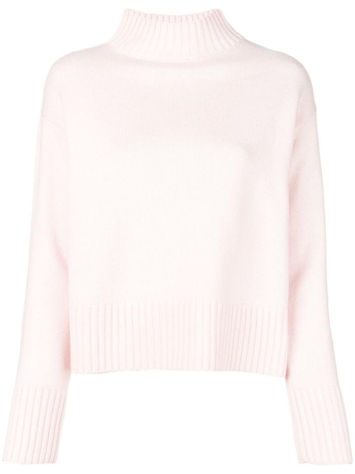 Yves Salomon High Neck Knit Sweater - Pink