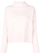 Yves Salomon High Neck Knit Sweater - Pink