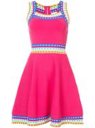 Milly Multicoloured Trim Flared Dress - Pink & Purple