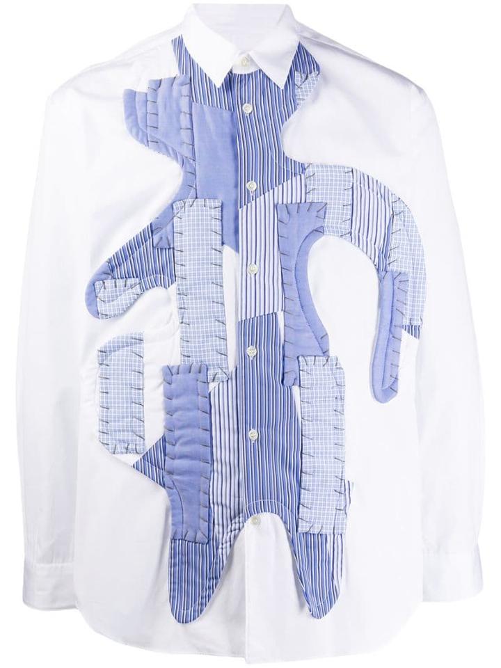 Comme Des Garçons Shirt Long-sleeved Patchwork Shirt - White