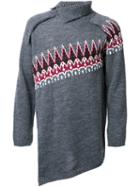 Maison Mihara Yasuhiro Fair Isle Turtleneck Jumper, Men's, Size: 48, Grey, Wool