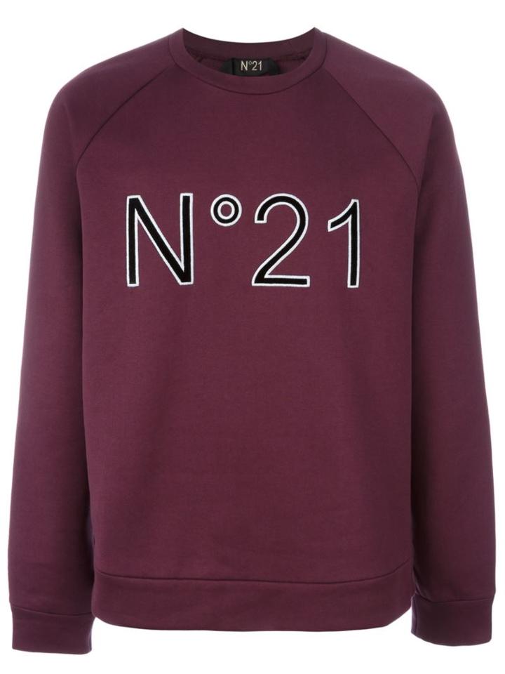No21 Logo Print Sweatshirt, Men's, Size: Medium, Pink/purple, Cotton
