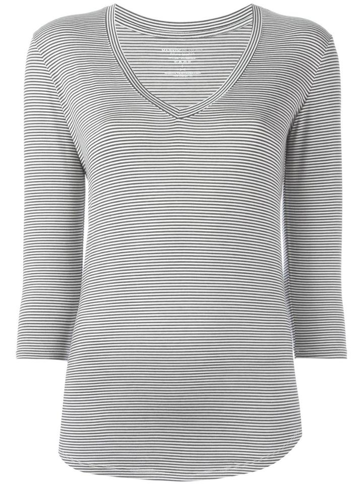 Majestic Filatures Striped V-neck T-shirt - Black