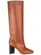 Maison Margiela Brushed Effect Knee High Boots - Brown