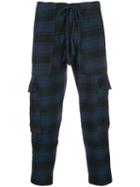 Greg Lauren Cropped Plaid Trousers - Blue