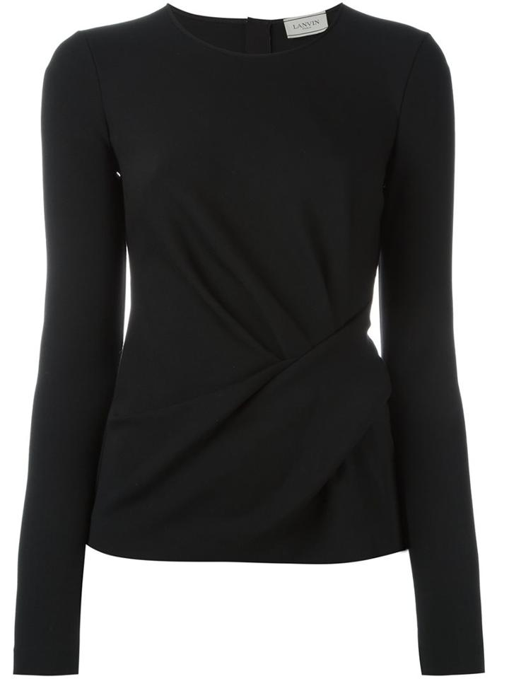 Lanvin Wrap Detail Blouse, Women's, Size: 36, Black, Cotton/spandex/elastane/polyamide