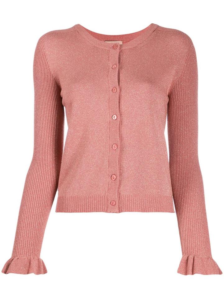 Twin-set Metallic-effect Knit Cardigan - Pink