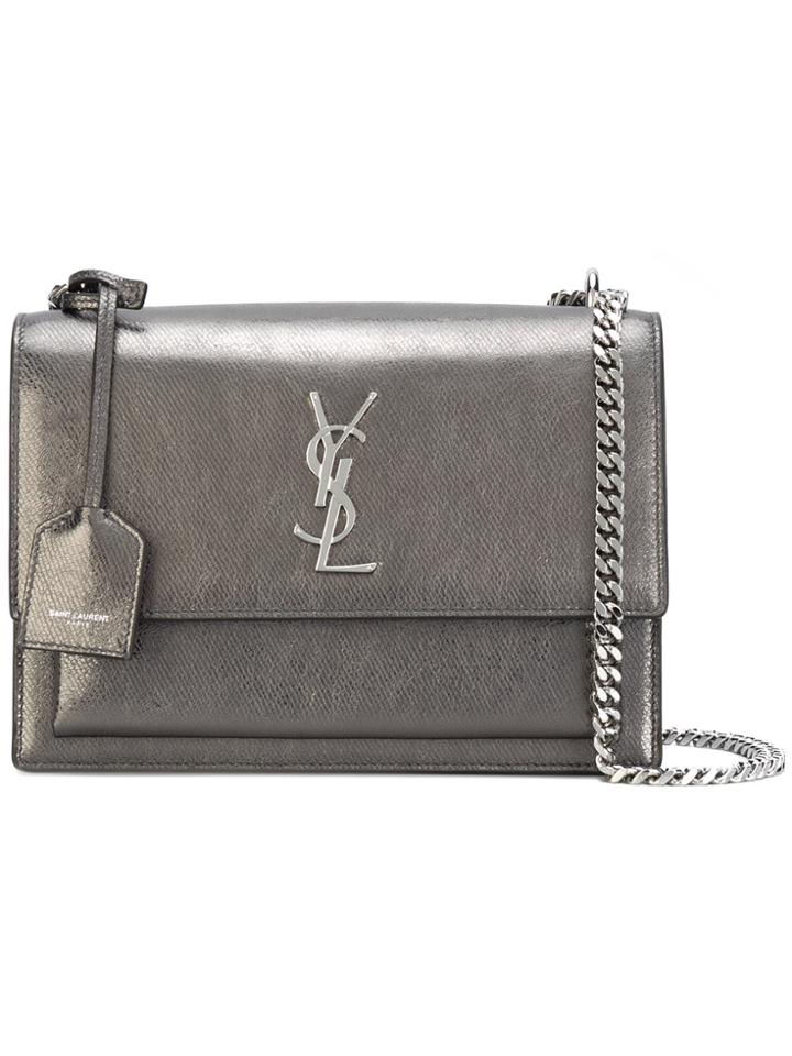 Saint Laurent Monogram Shoulder Bag - Grey