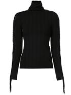 Christian Siriano Fringed Turtle Neck Top - Black