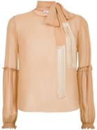 Nk Drawstring Silk Blouse - Nude & Neutrals