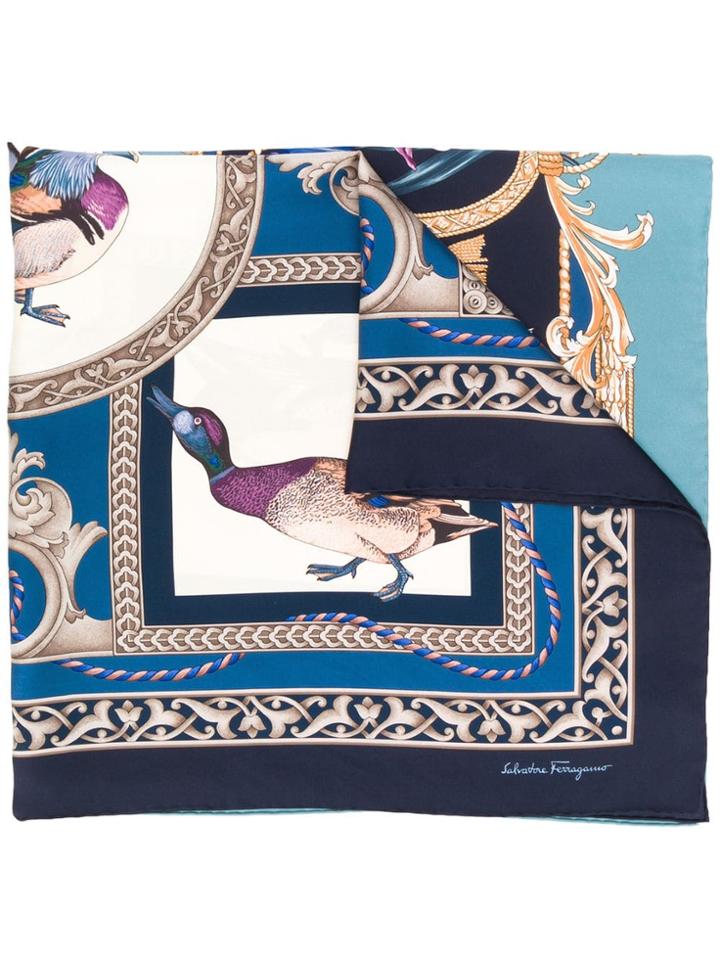 Salvatore Ferragamo Heritage Print Square Scarf - Blue