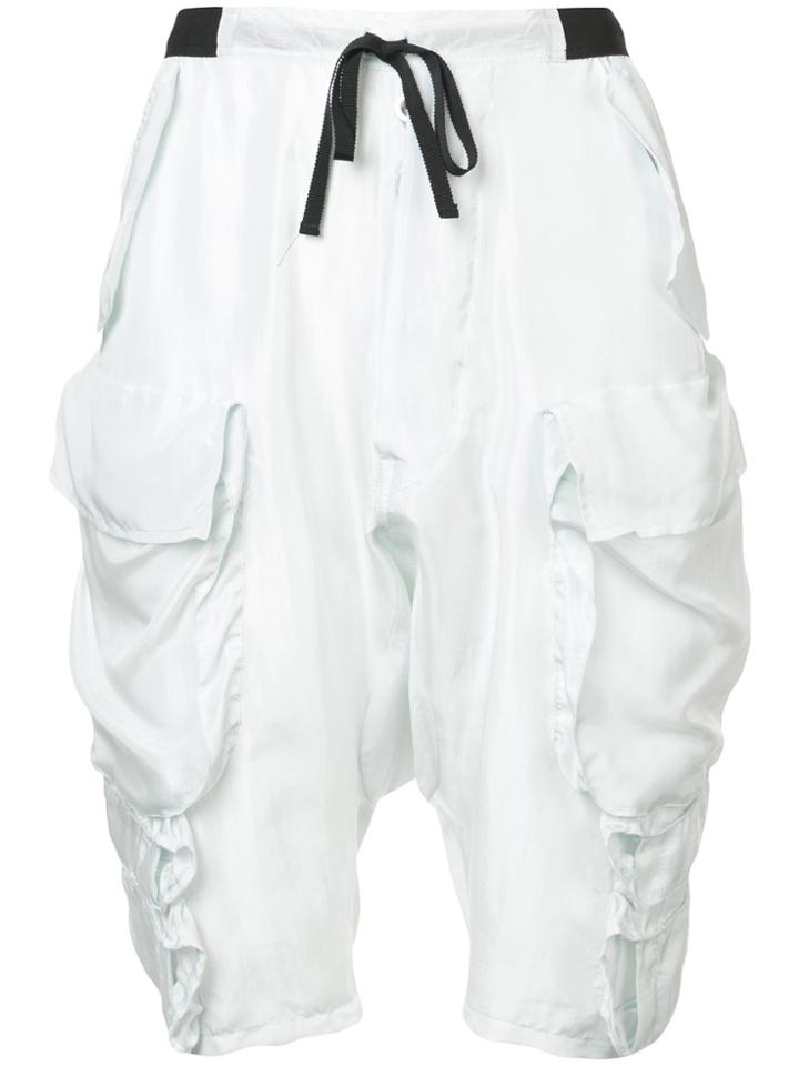 Unravel Project Flap Cargo Pocket High Waisted Shorts - Blue